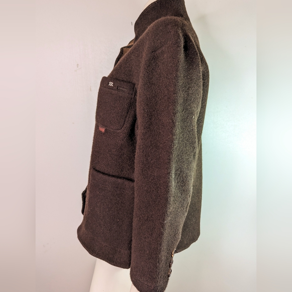 Mademoiselle Non Nin Wool Jacket Brown Japan Button Down Pockets Petite Small - Picture 2 of 12